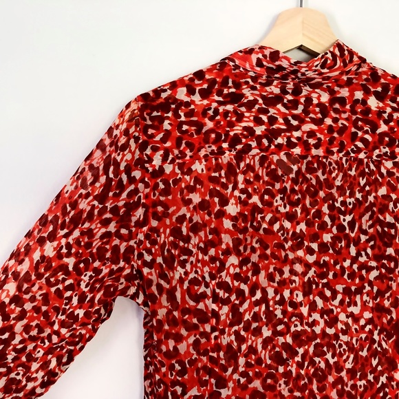 Lucky Brand Silk Sheer Leopard Print Button Down - Picture 7 of 8